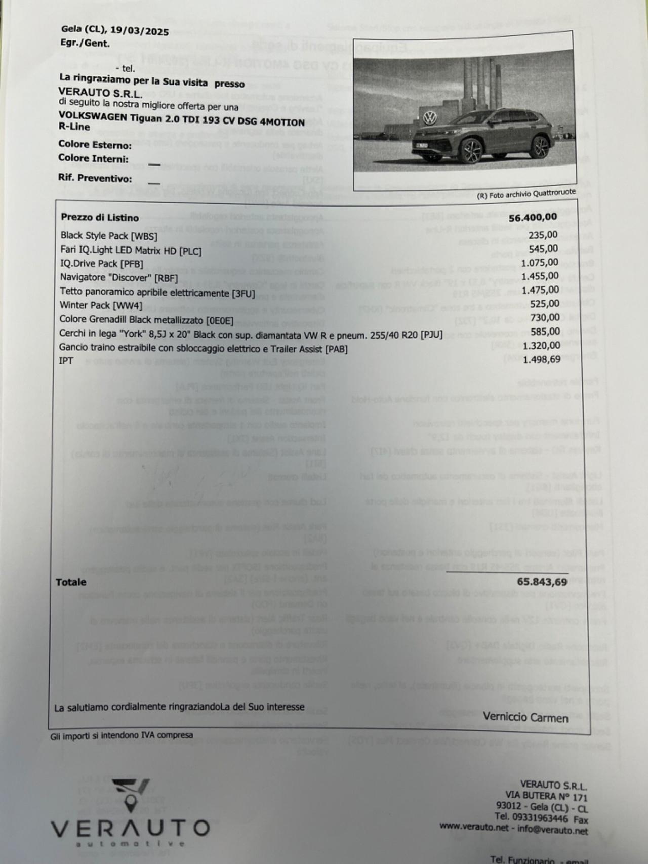 Volkswagen Tiguan 4MOTION R-Line possibilità noleggio no scoring