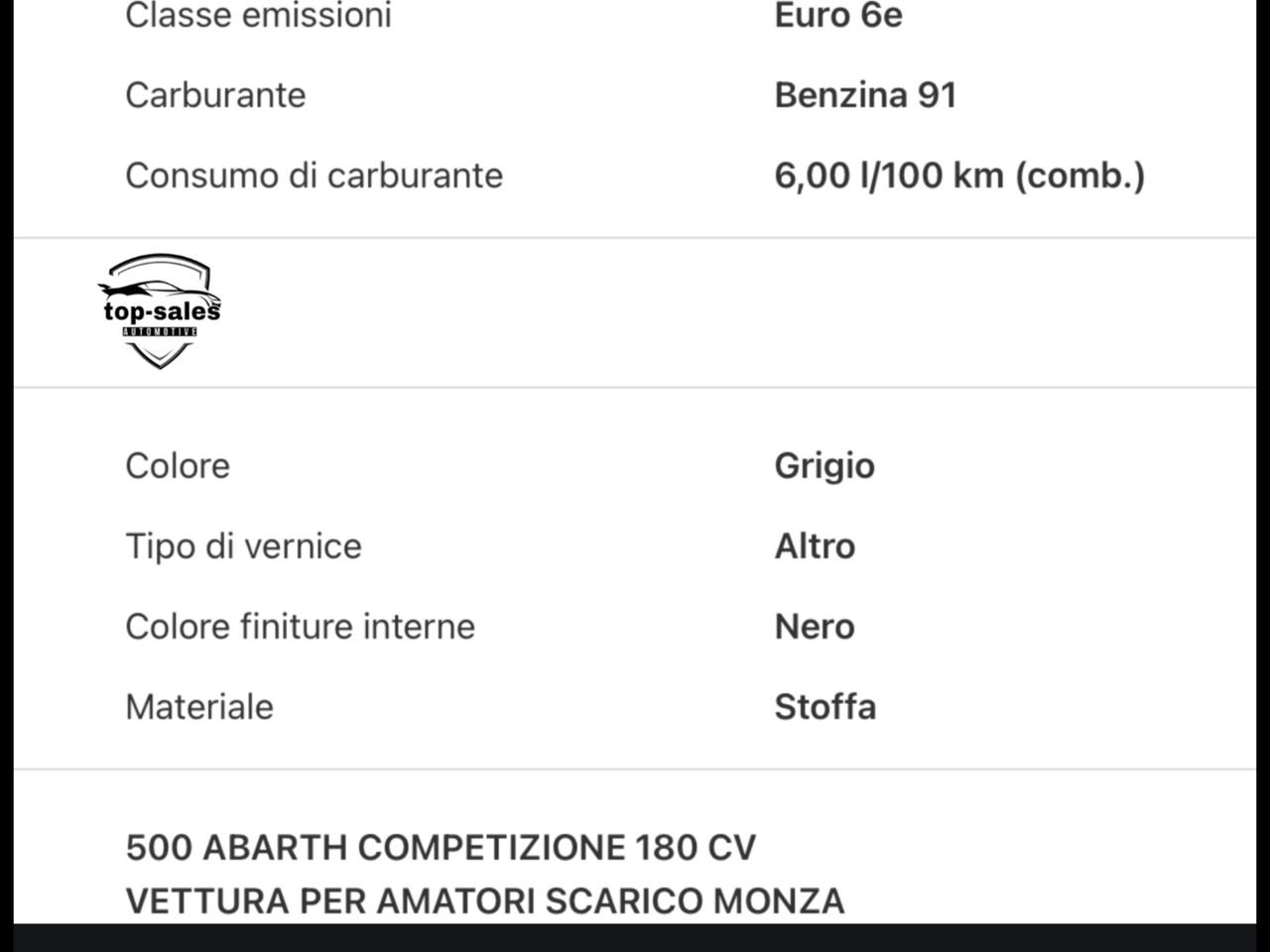 Abarth 595 1.4 Turbo T-Jet 180 CV Competizione Perfetta