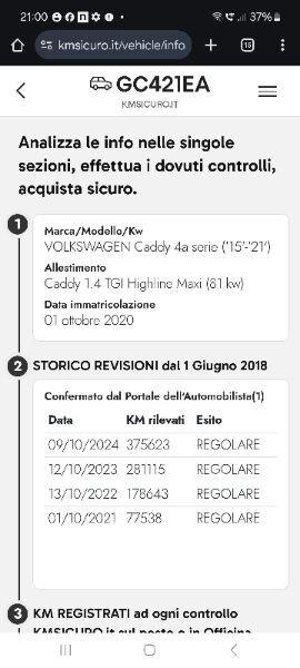 Volkswagen Caddy 1.4 TGI 7posti Business Maxi Tagliandata