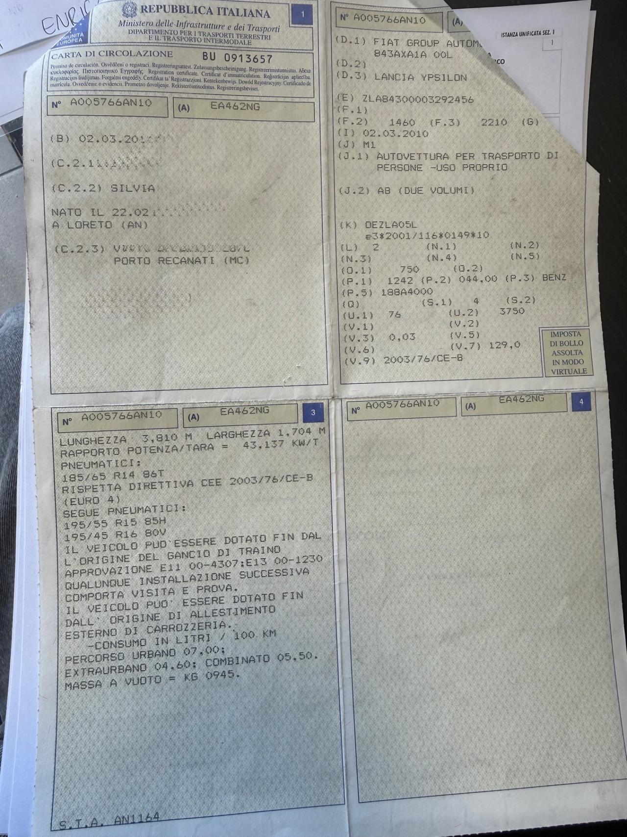 Lancia Ypsilon restayling 1.2 benzina Unicaproprietà