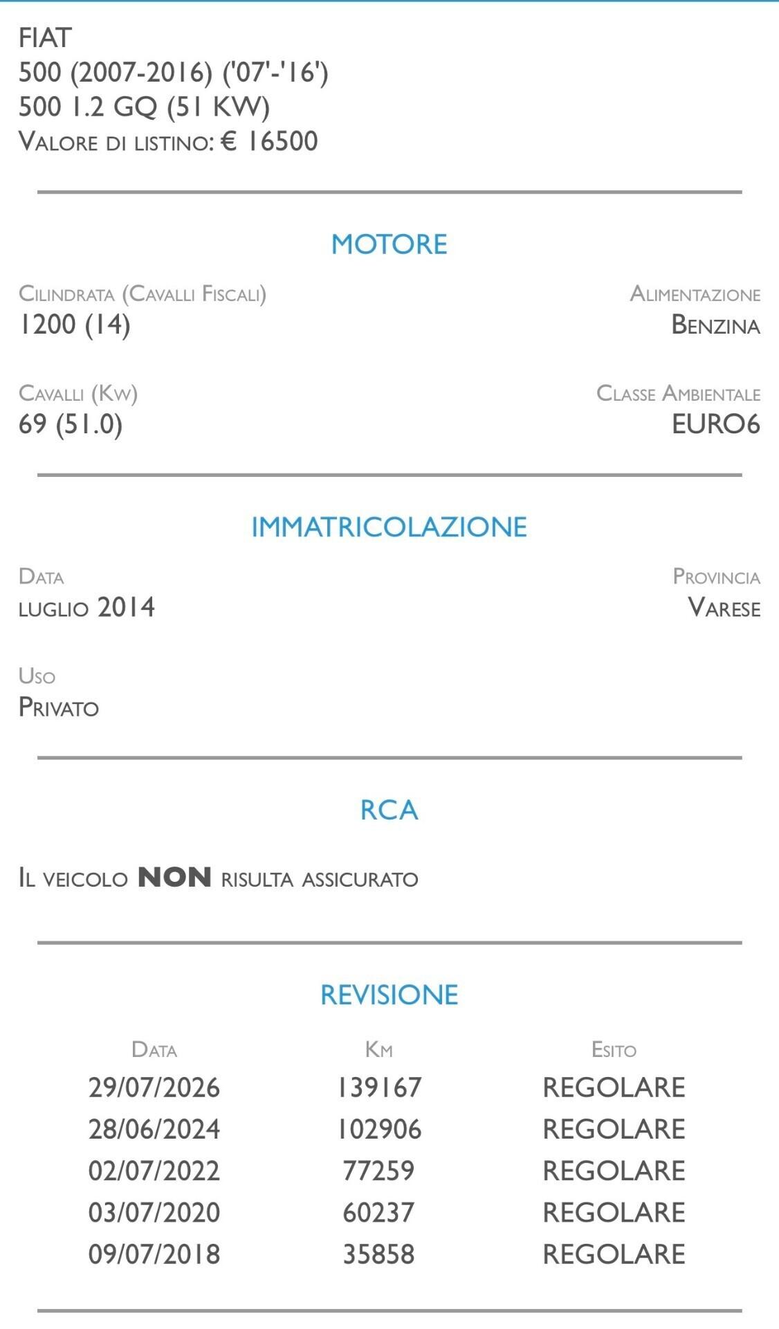 Fiat 500 1.2 GQ - IDEALE PER NEOPATENTATI
