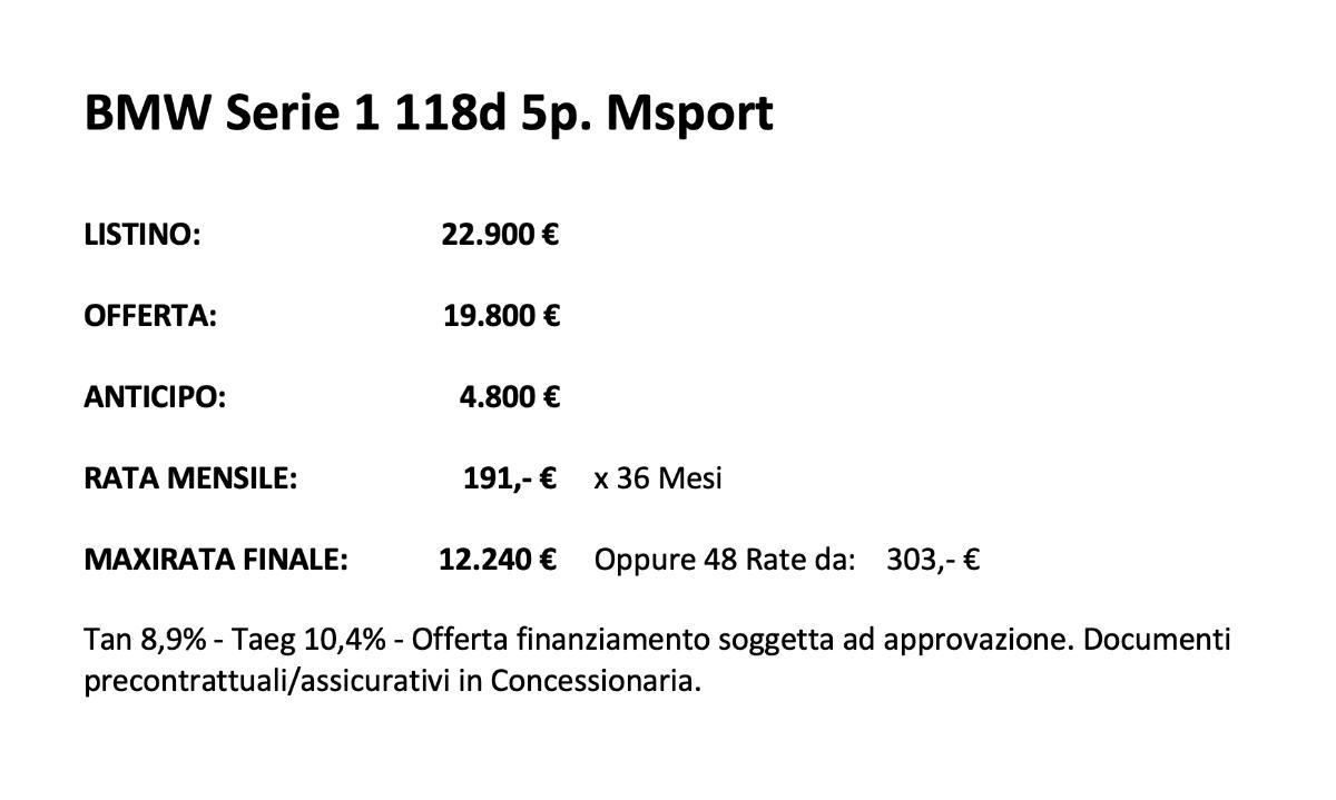 BMW Serie 1 118d 5p. Msport