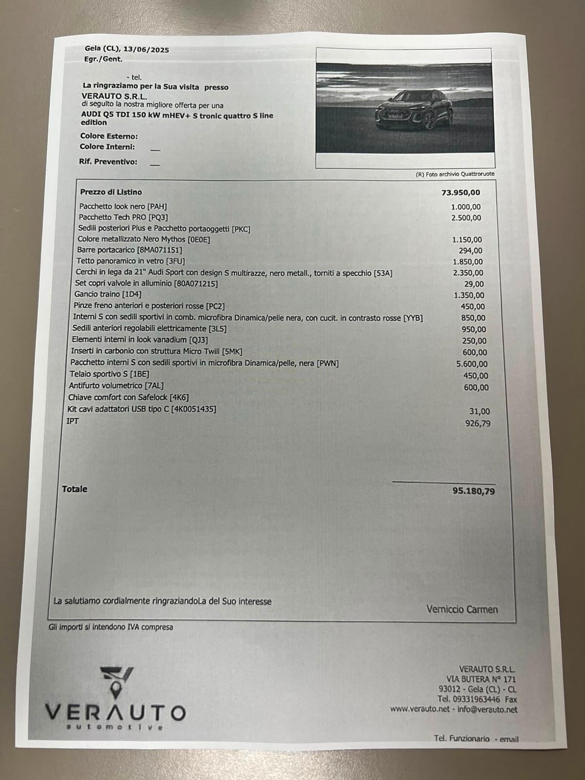 Audi Q5 TDI 204CV mHEV S tronic quattro S line UNICO PROPRIETARIO - possibilità noleggio no scoring