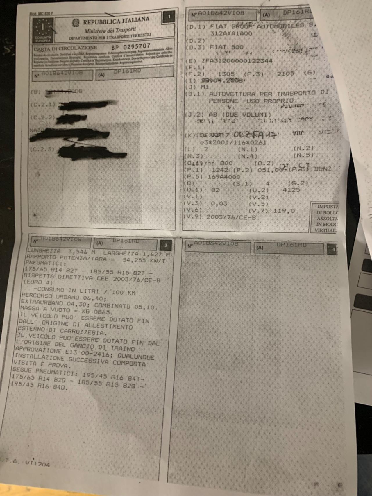 Fiat 500 1.2 Sport nera