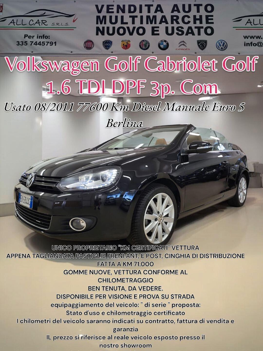 Volkswagen Golf Cabriolet Golf 1.6 TDI DPF 3p. Comfortline