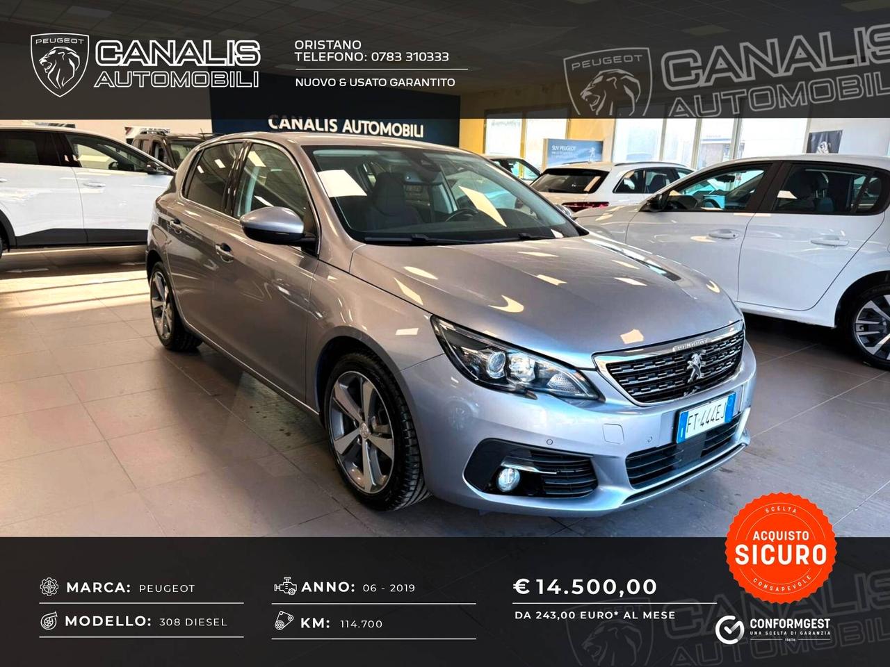 Peugeot 308 BlueHDi 130 S&S Allure - 2019 - AZIENDALE