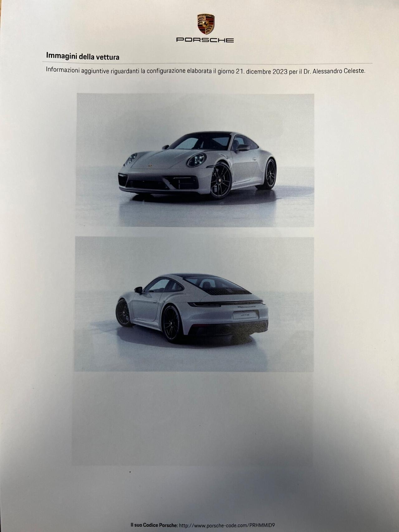 Porsche 992 Carrera 4 GTS possibilità noleggio no scoring