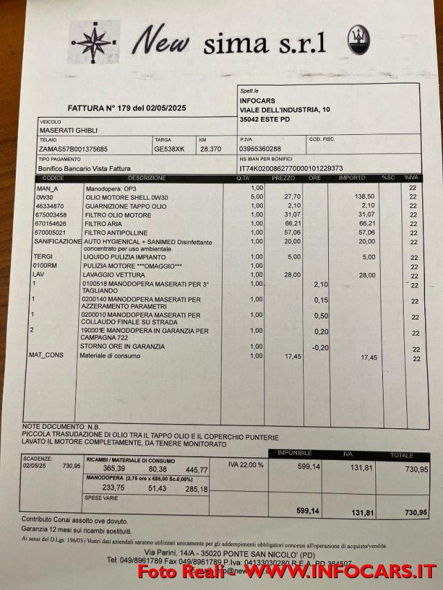 MASERATI Ghibli L4 2.0 330 CV MHEV Tagliandata PROMO