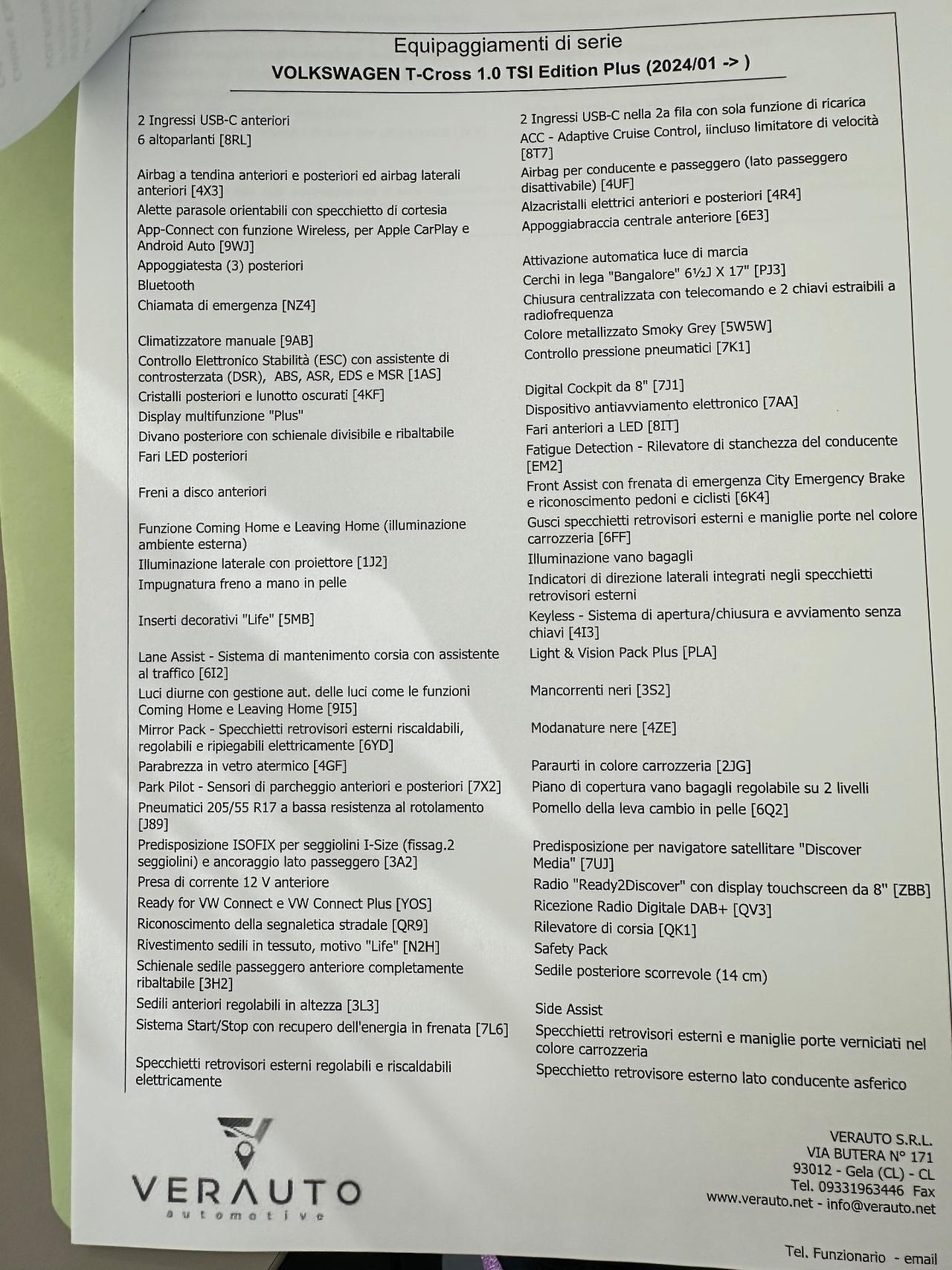 Volkswagen T-Cross 1.0 tsi 95cv possibilità noleggio no scoring