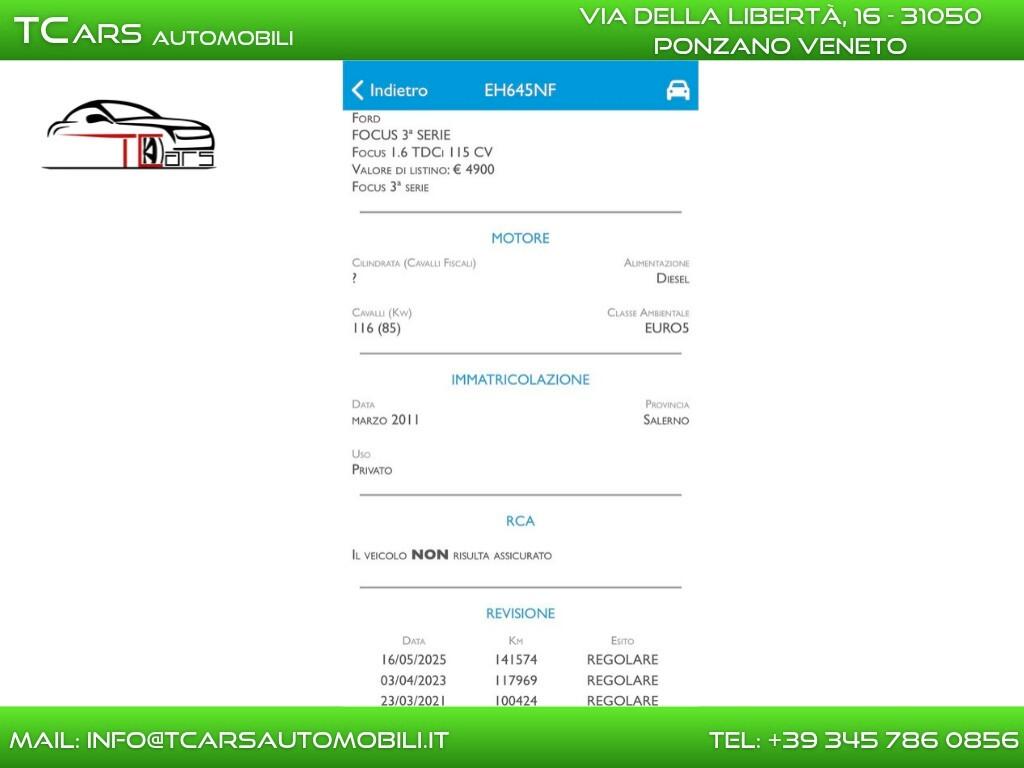 FORD FOCUS 1.6 TDCI - NEOPATENTATI - GARANZIA