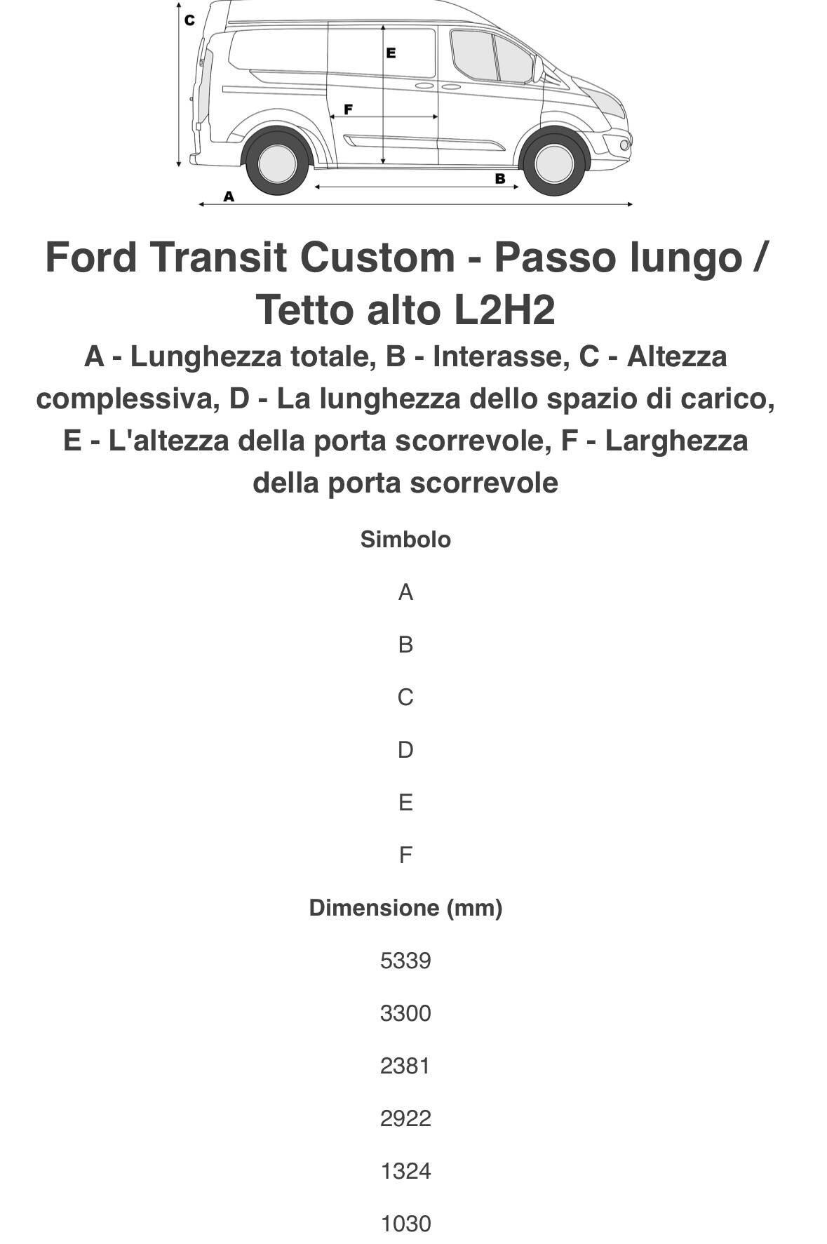 Ford Transit Custom L2H2 2.0TDI 130CV MOD. CONNECT - NAZIONALE