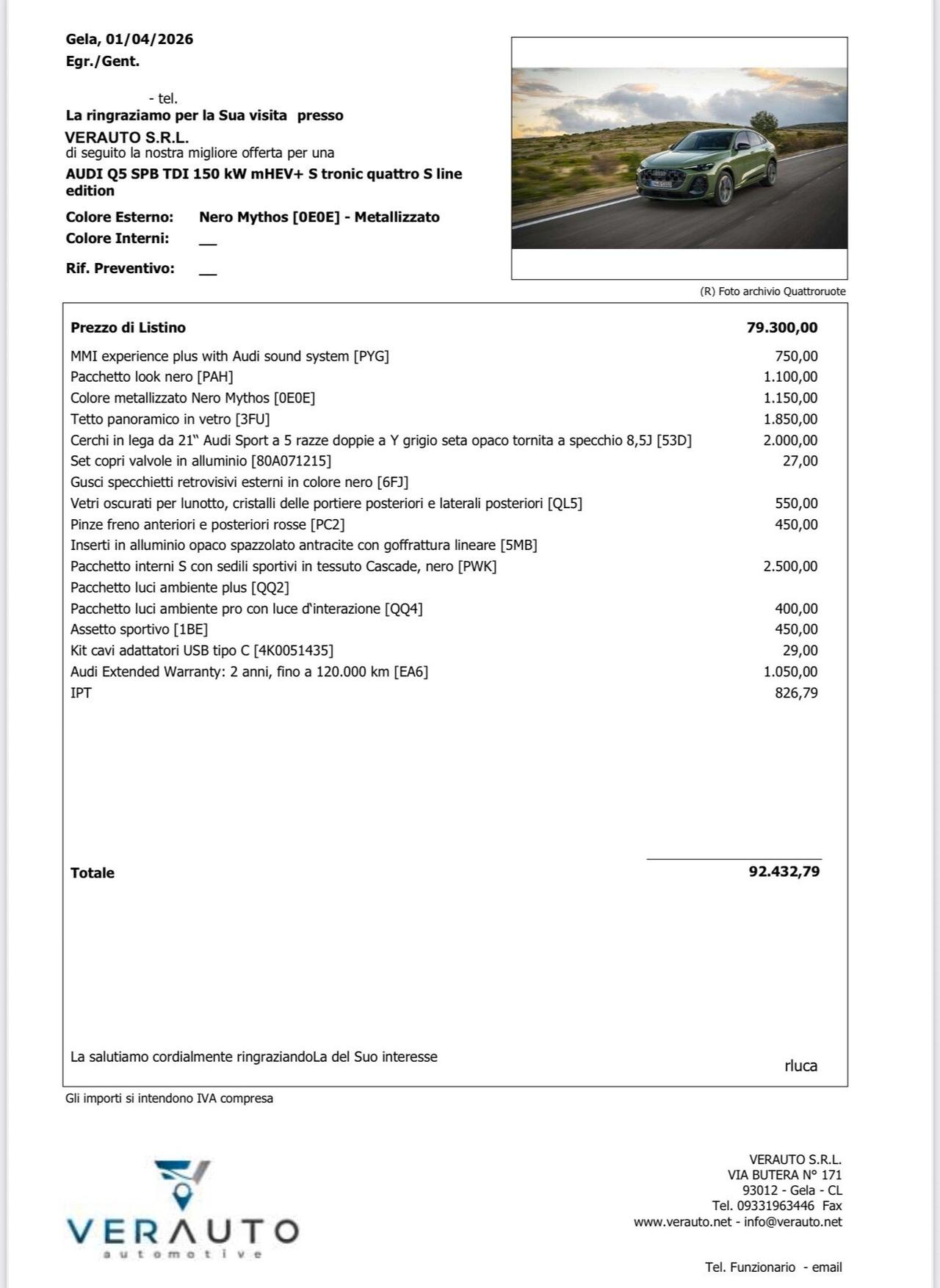 Audi Q5 SPB TDI 150 kW mHEV+ S tronic quattro line edition possibilità noleggio no scoring