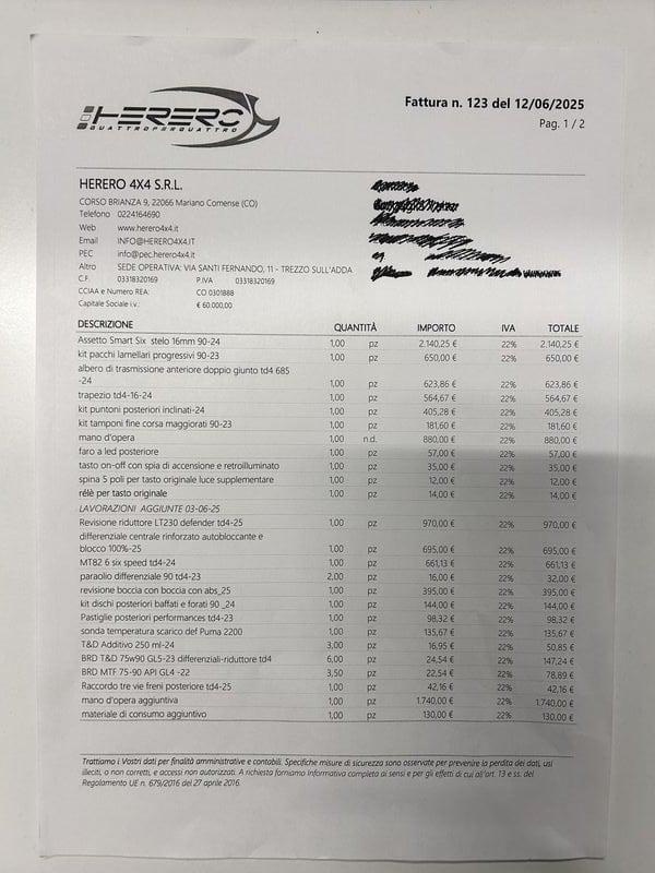 Land Rover Defender Defender 90 2.2 TD4 N1 + ARGANO A MOTORE + SNORKEL SPORTIVO