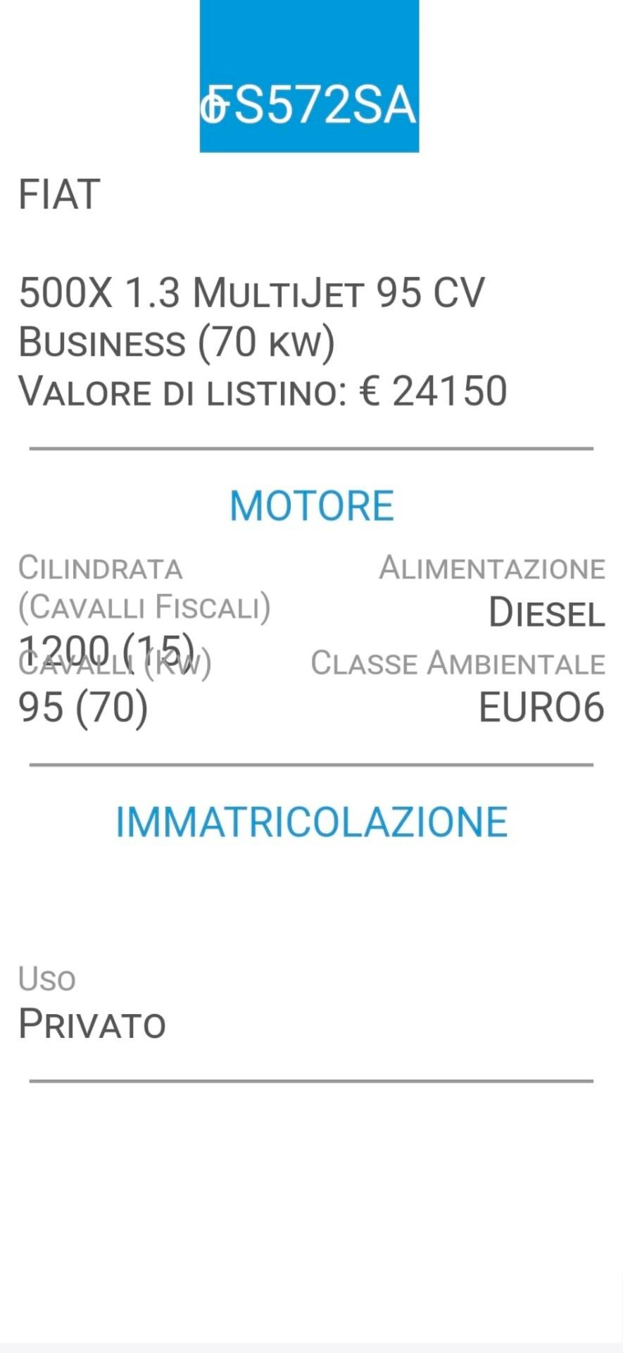 FIAT 500X 1,3 MJT 95 CV-UNICO PROPRIETAR-EURO 6