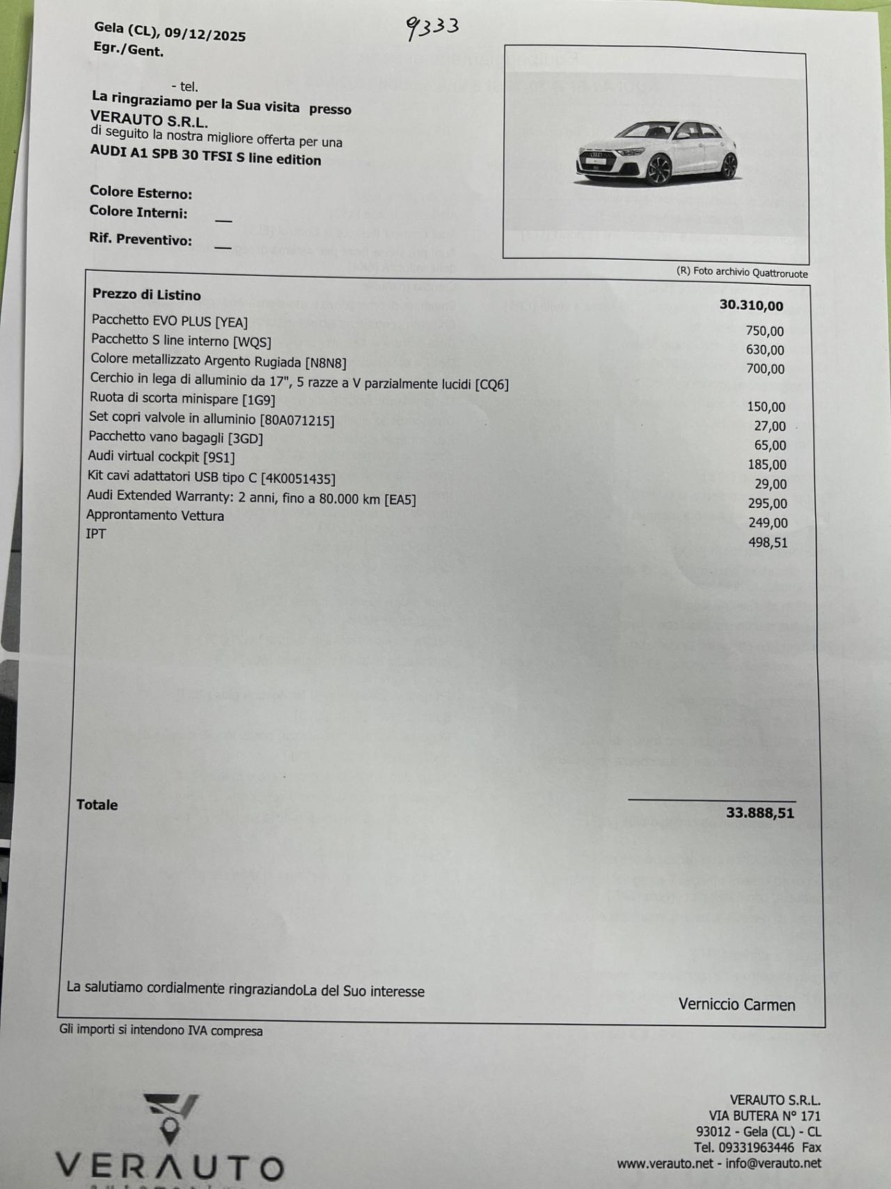 Audi A1 Spb 30 SLine possibilità noleggio no scoring