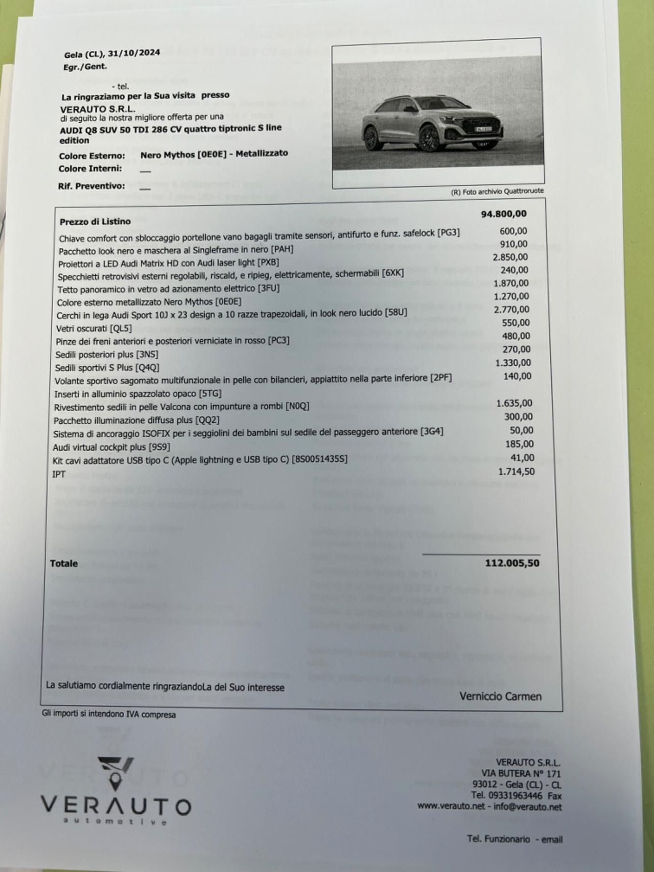 Audi Q8 50 TDI quattro S line - possibilità noleggio no scoring