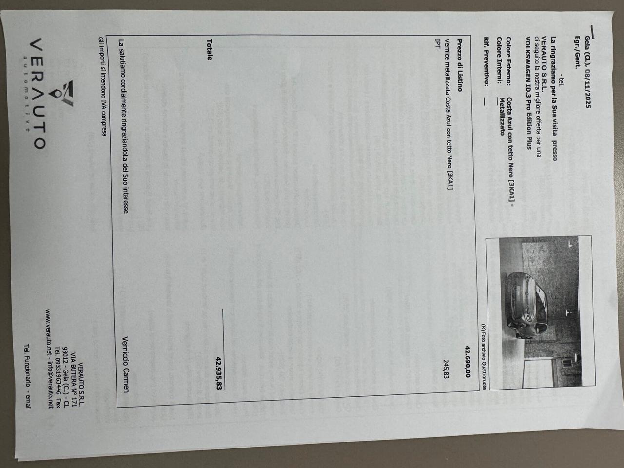 Volkswagen ID.3 Pro Edition Plus Possibilità noleggio no scoring