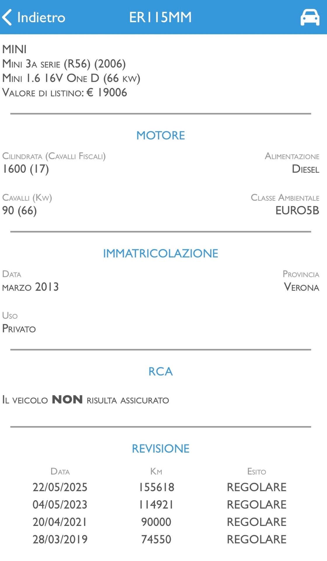 Mini 1.6 16V One D 90cv 2013 NEOPATENTATI