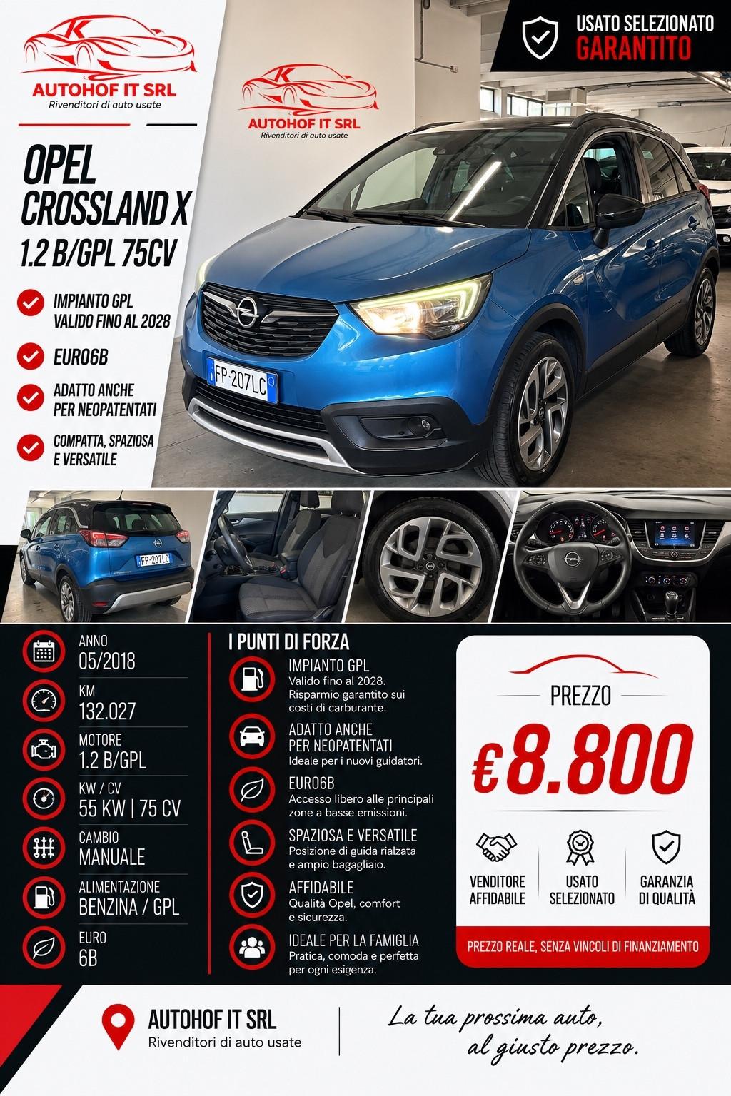 Opel Crossland X 1.2 B/GPL 2028 |OK NEOPATENTATI |