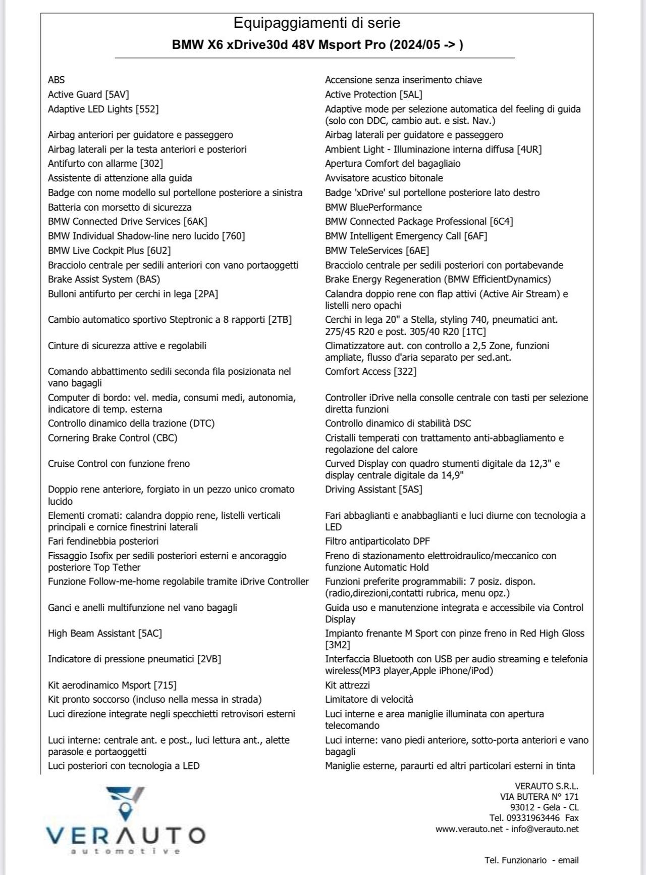 Bmw X6 xDrive30d 48V Msport Pro possibilità noleggio no scoring