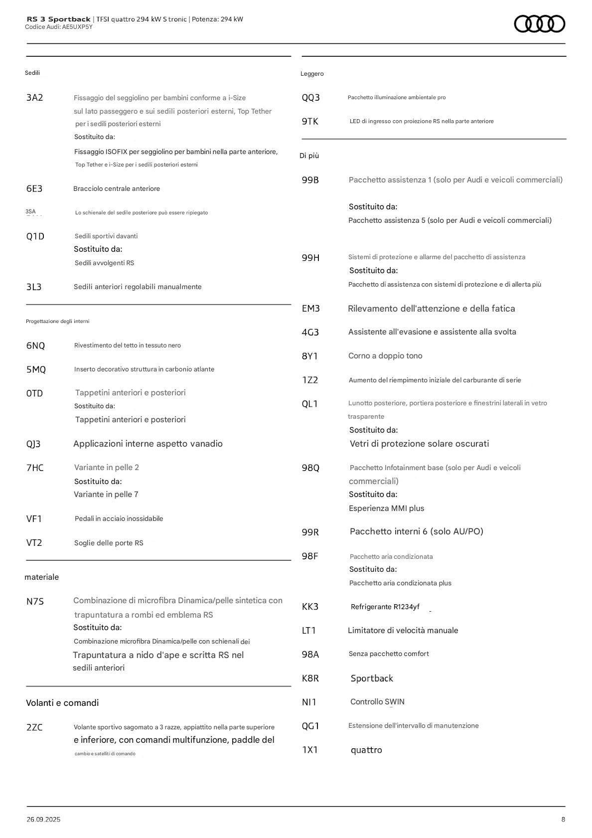 Audi A3 RS 3 Sportback TFSI quattro S tronic