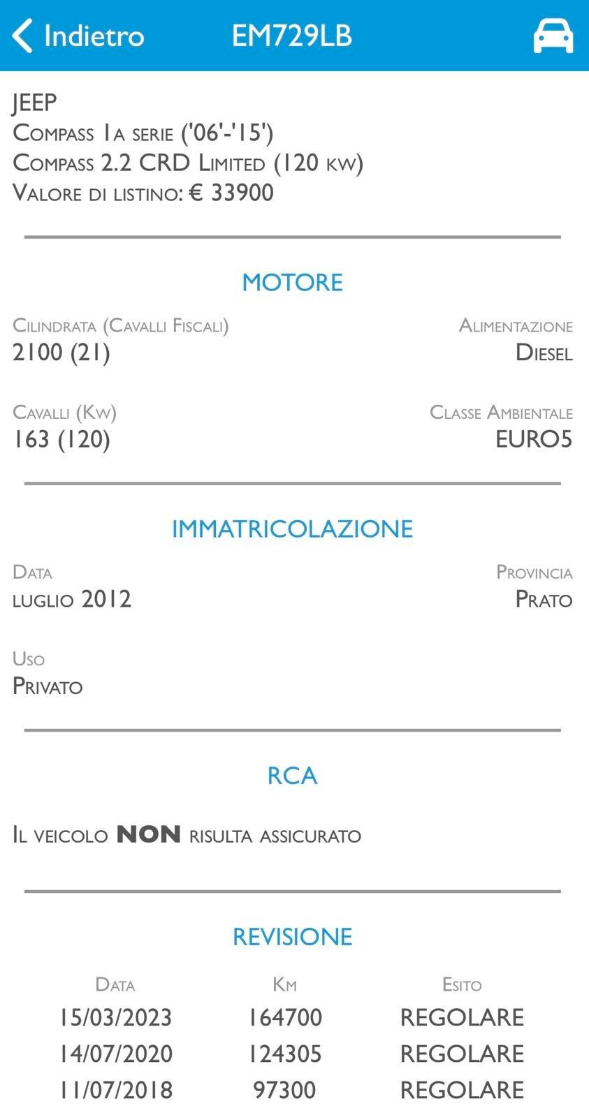 JEEP COMPASS 2.2 - 4x4 - INT. PELLE - DIESEL