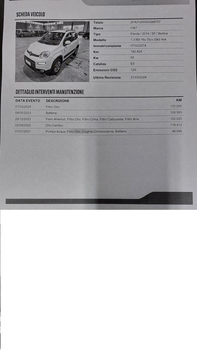 FIAT Panda 1.3 MJT S&S 4x4 E5B Az. Italia Usato Certificato