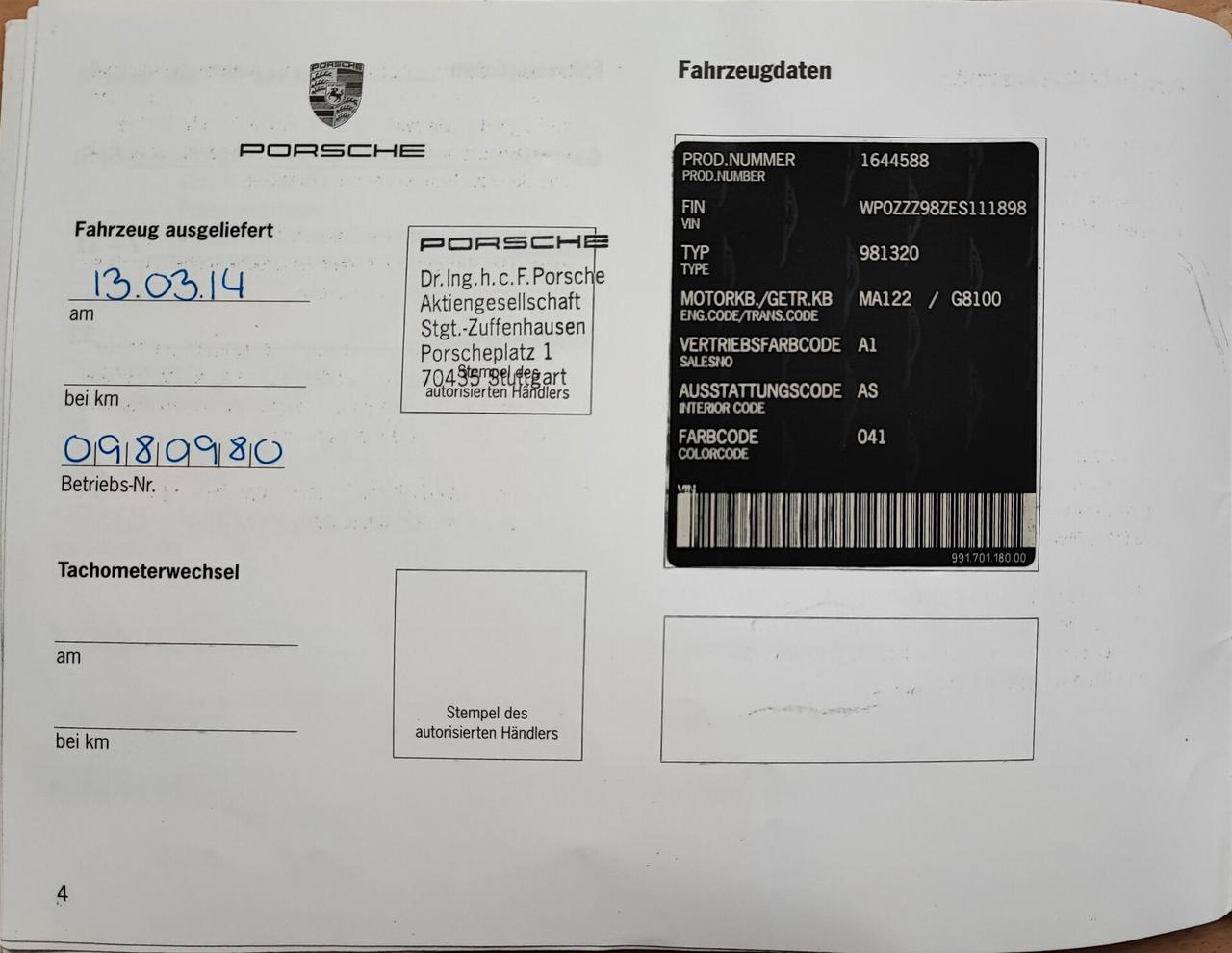 Porsche Boxster 2.7 (981) Tagliandi Porsche