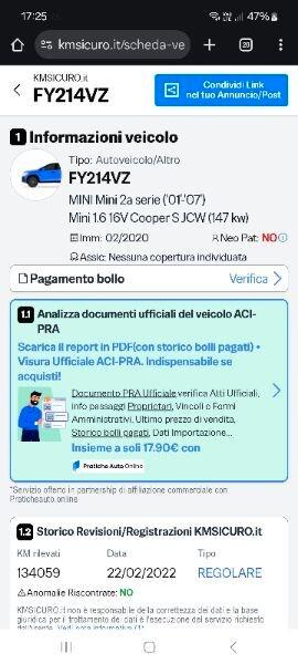 Mini 1.6 16V Cooper S JCW COMP-VOLUMETRICO 150KW