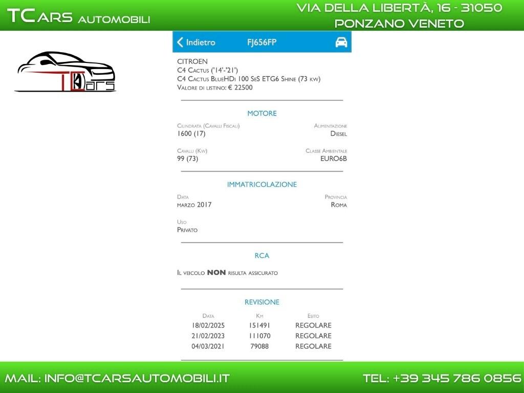 CITROEN C4 CACTUS AUTOMATICA-TETTO PANORAMICO