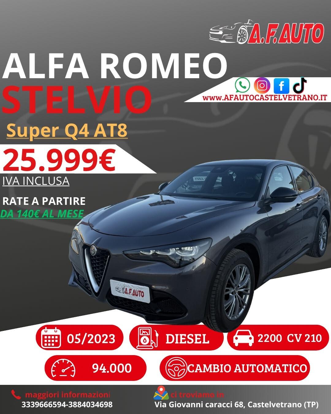 Alfa Romeo Stelvio 2.2 Turbodiesel 210 CV AT8 Q4 Super