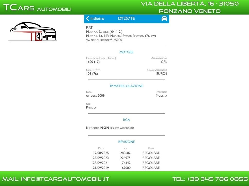 FIAT MULTIPLA 1.6 METANO FINO 08/2027