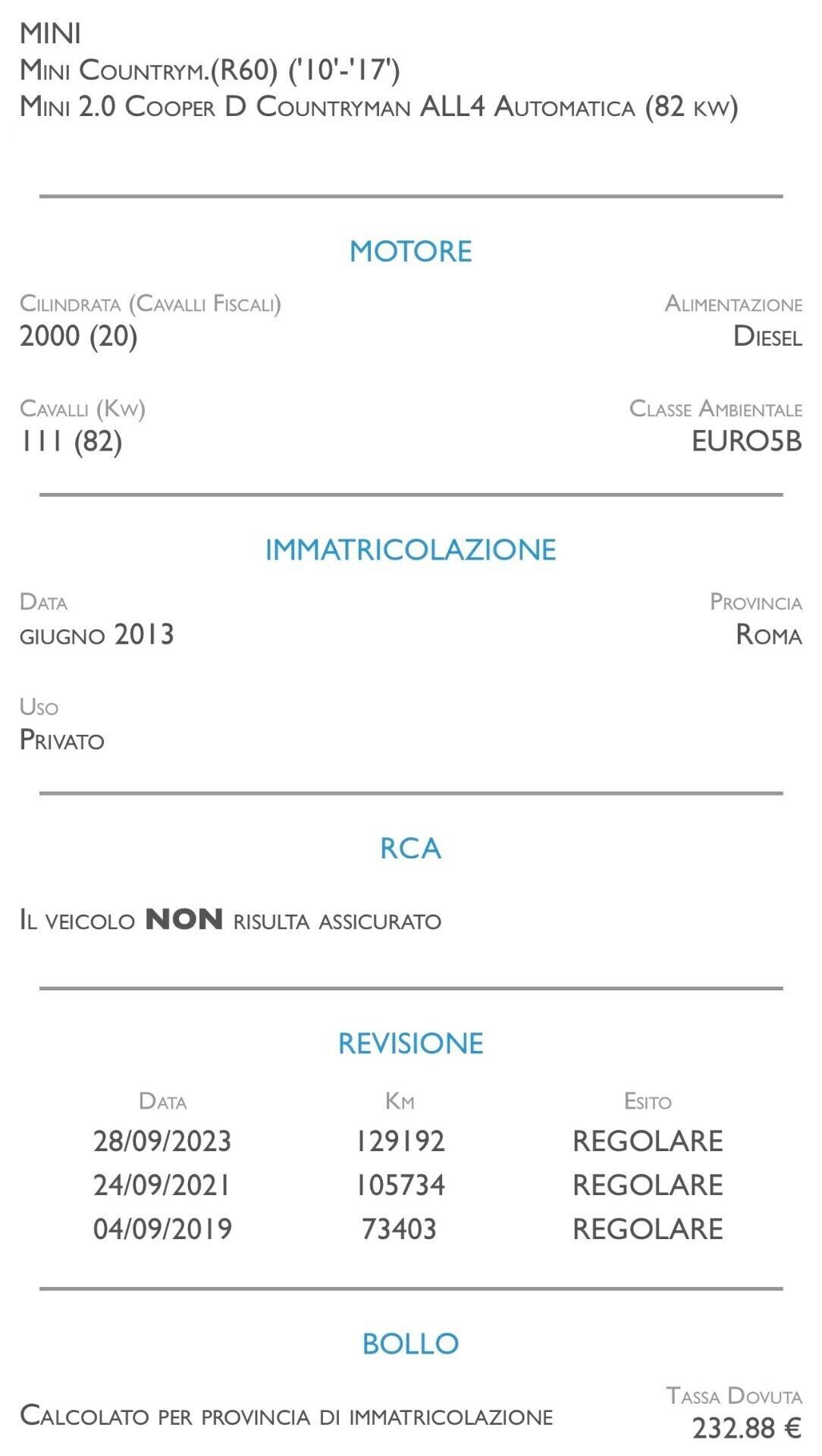 Mini Cooper Countryman 2.0 D ALL4 Automatica - UNICO PROPRIETARIO