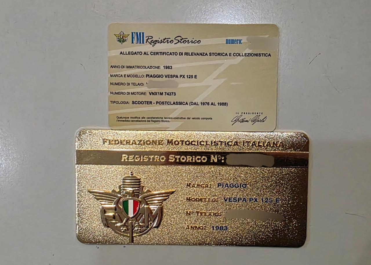 Vespa 125 PX iscritta ASI ORO