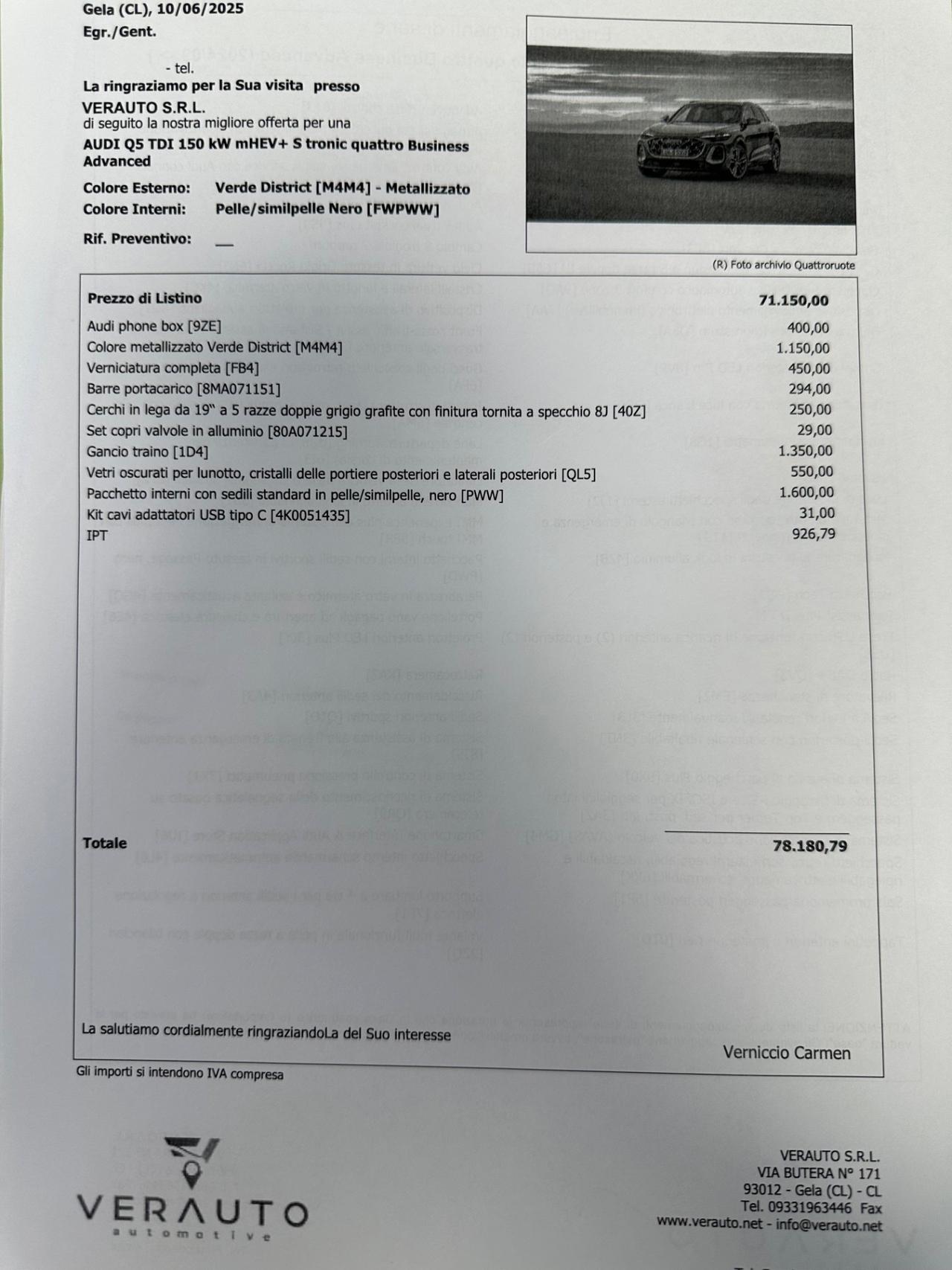 Audi Q5 2.0 tdi mhev+ possibilità noleggio no scoring