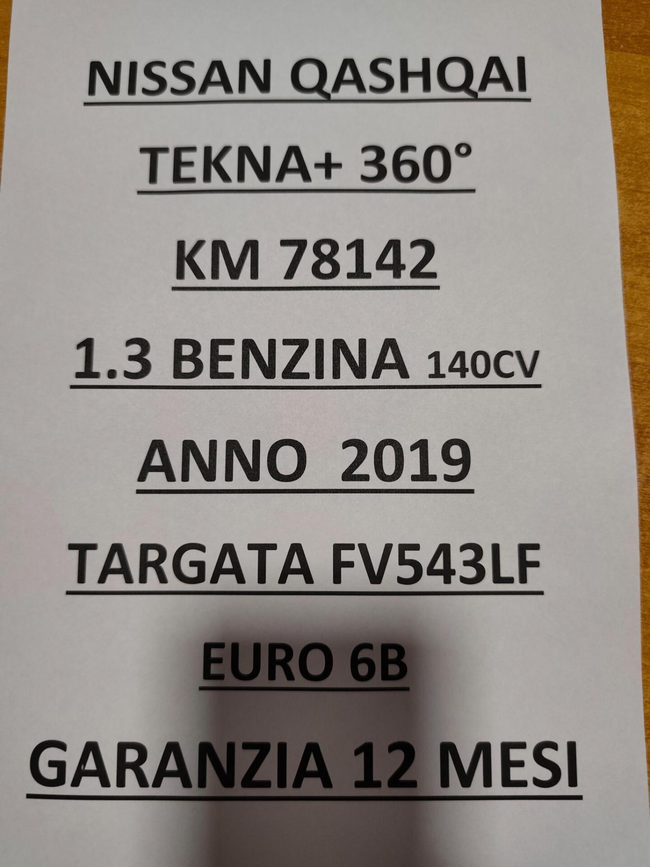 Nissan Qashqai 1.3 BENZINA 140 CV Tekna+