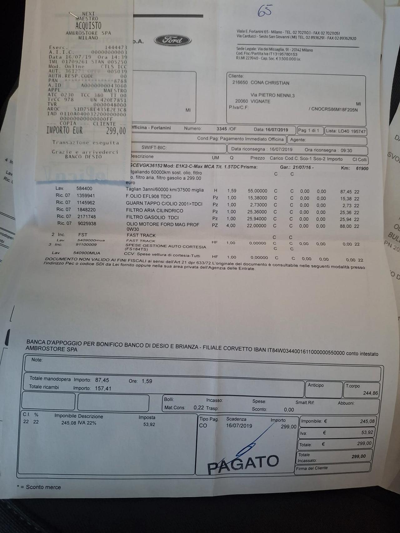 Ford C-Max 1.5 tdci Titanium s*TAGLIANDI CERTIFICATI