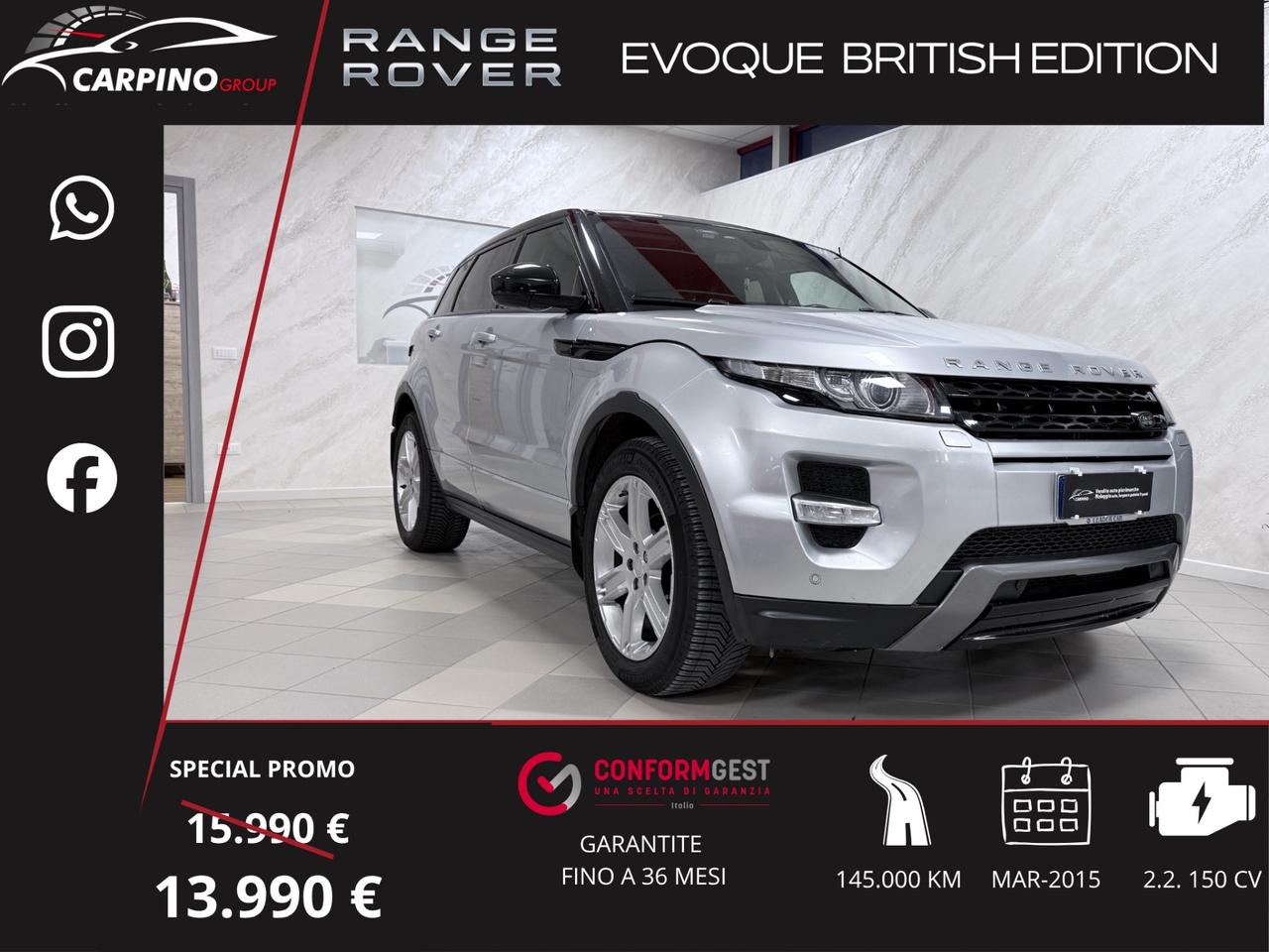 Land Rover Range Evoque 2.2 TD4 5p. British Edition Dynamic