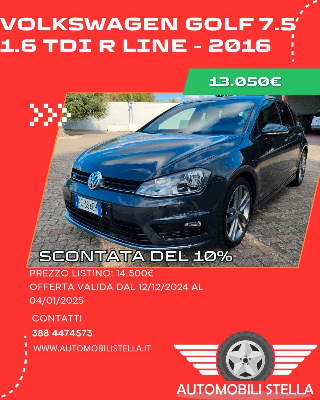 Volkswagen Golf 7.5, 1.6 TDI 110 CV 5p. RLine