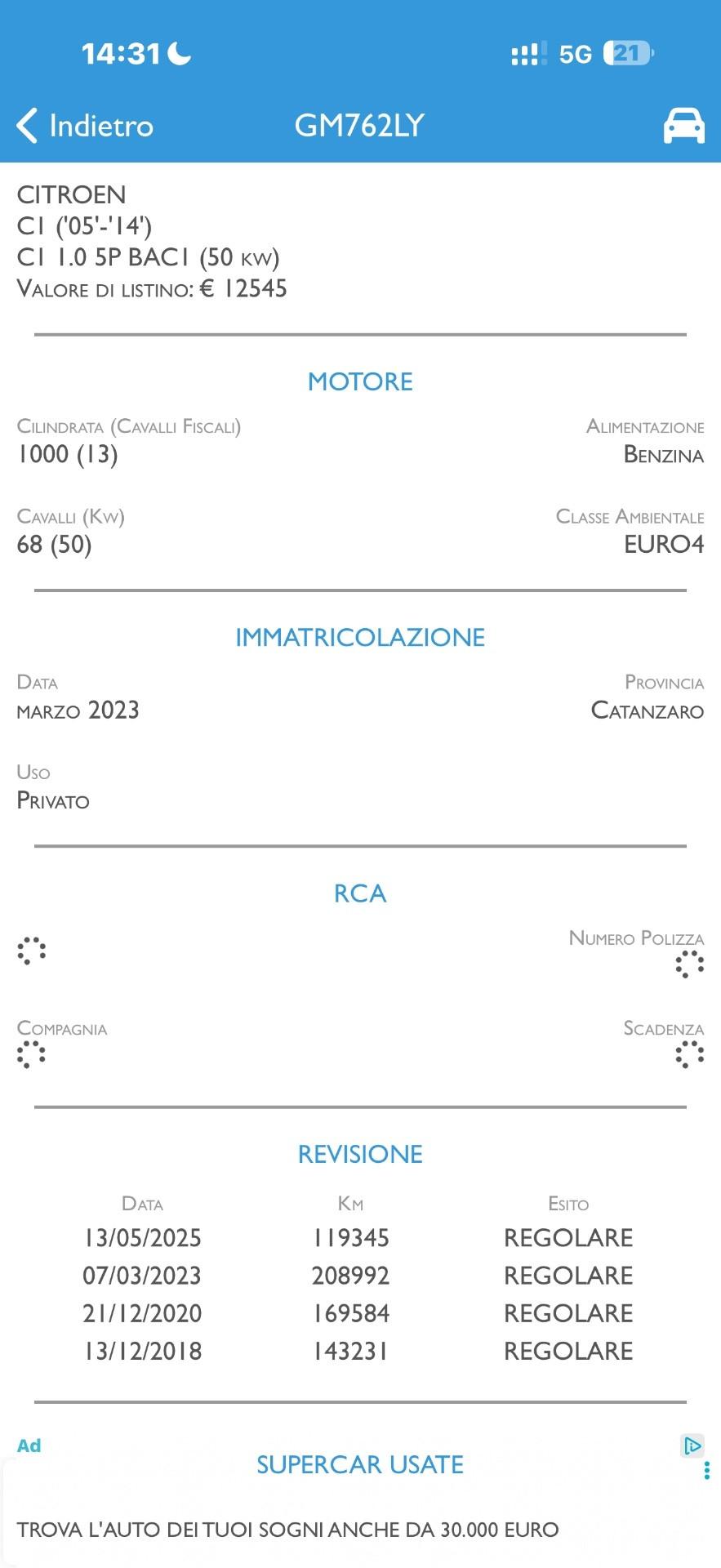 Citroen C1 1.0 LEGGERE DESCRIZIONE