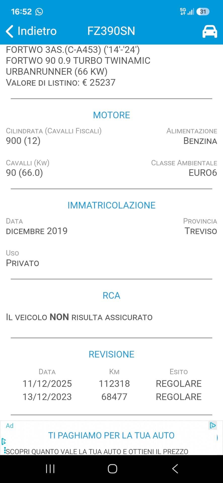 Smart ForTwo 90 0.9 Turbo twinamic Passion 12/2019