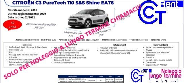 CITROEN C3 PureTech 110 S&S EAT6 Shine NOLEGGIO LUNGO TERMINE