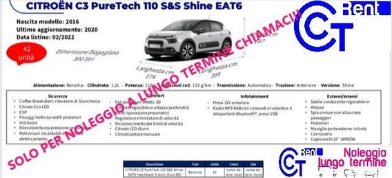 CITROEN C3 PureTech 110 S&S EAT6 Shine NOLEGGIO LUNGO TERMINE