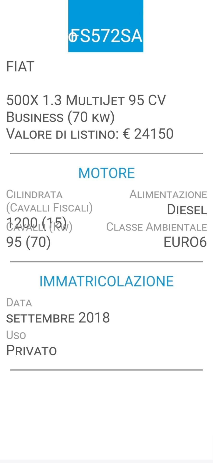 FIAT 500X 1,3 MJT 95 CV-UNICO PROPRIETAR-EURO 6