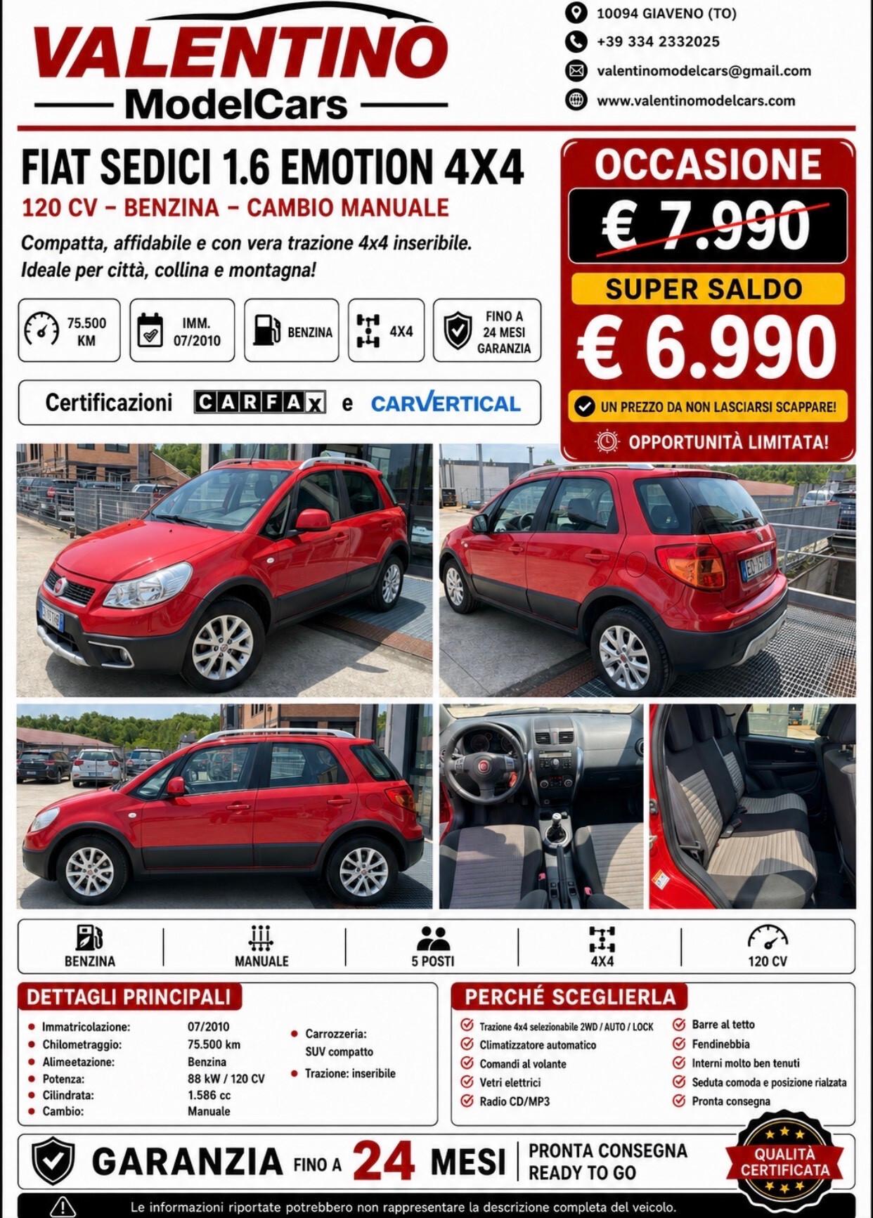 Fiat Sedici 1.6 Benzina 4x4 Emotion (Suzuki SX4)