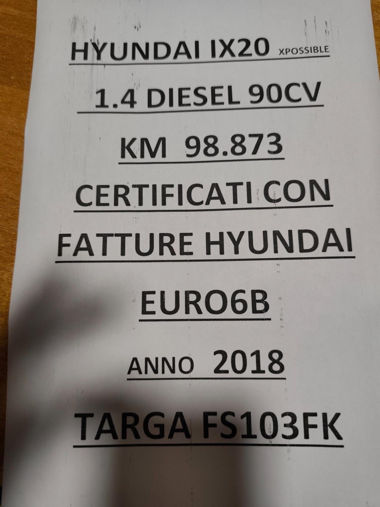 Hyundai iX20 1.4 CRDI 90 CV KM98000