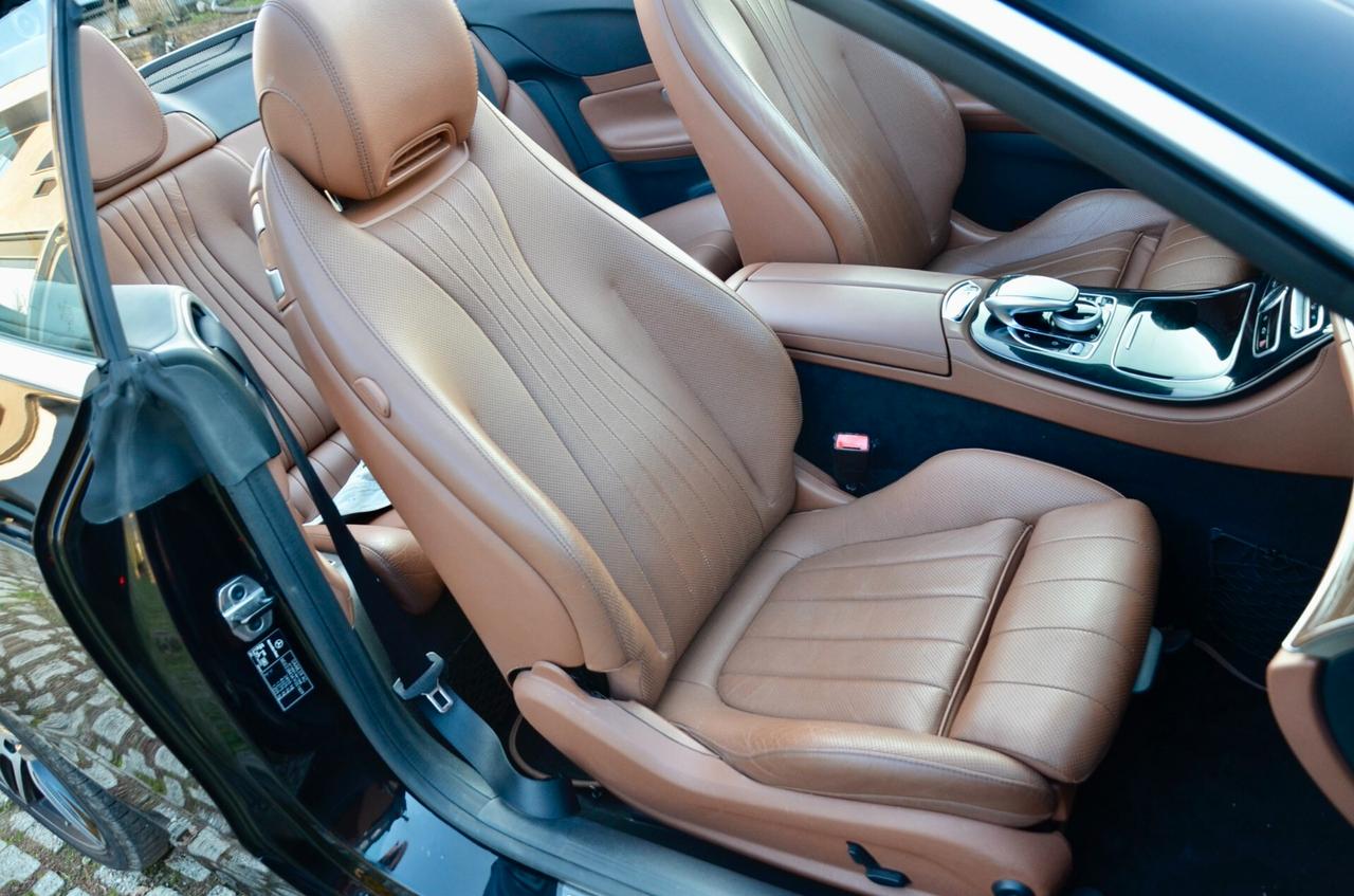 MERCEDES-BENZ E 350d CABRIO PREMIUM AMG LINE 4MATIC 258cv AUTO, EURO 6C, SERVICE DIMOSTRABILI, BURMESTER, MULTIBEAM, PELLE TOTALE, 19°, PERMUTE