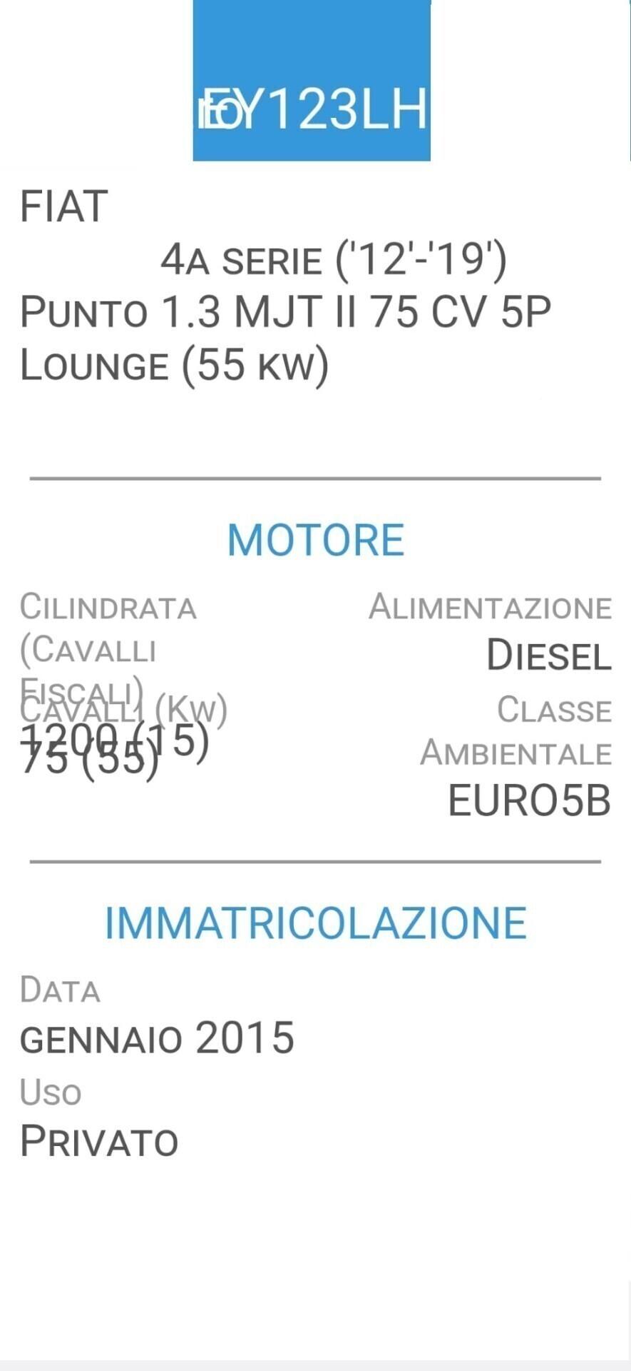Fiat Punto 1.3 MJT II 75 CV 5 porte Lounge