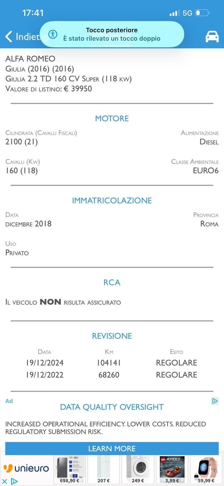 Alfa Romeo Giulia 2.2 Turbodiesel 160 CV Super