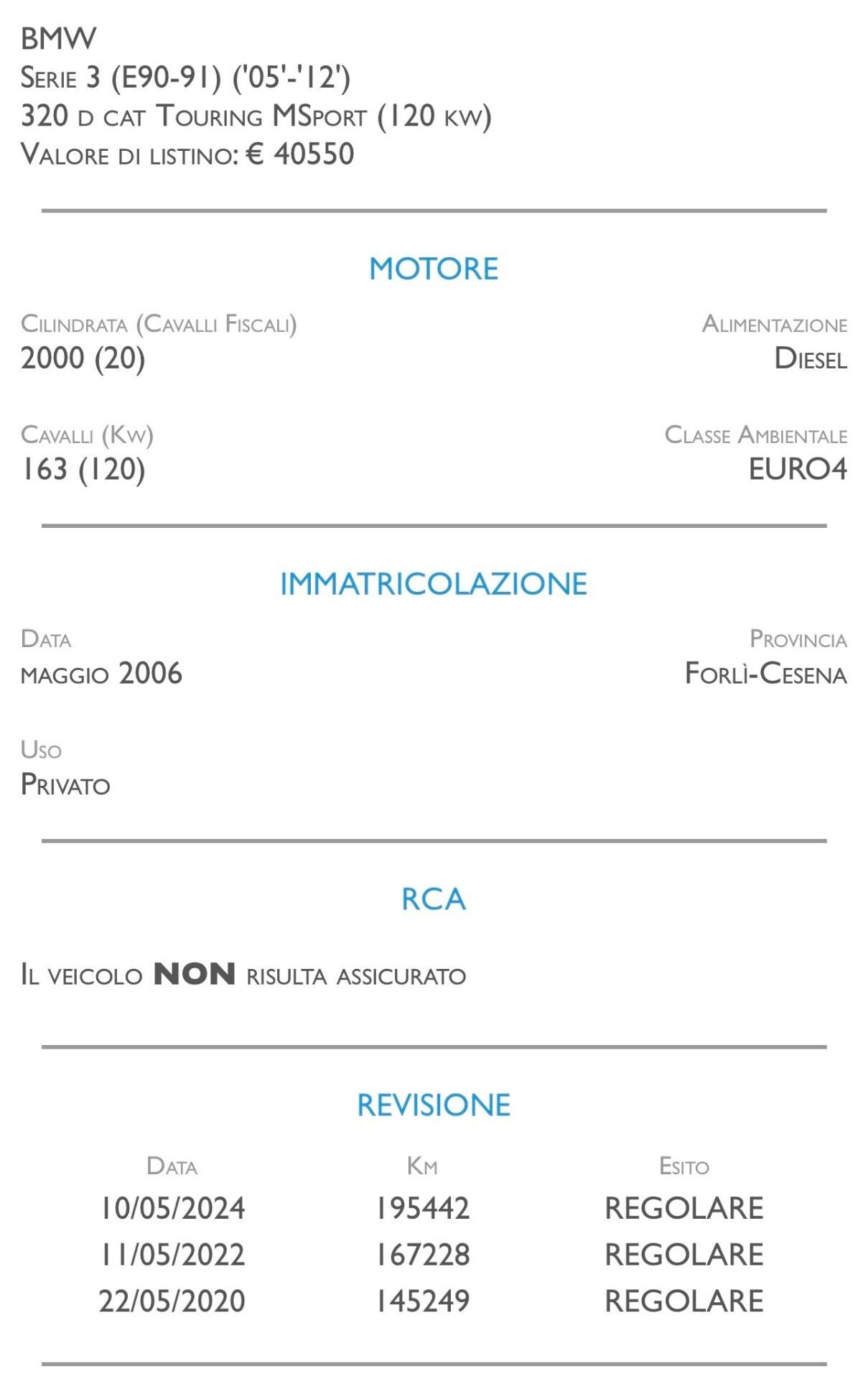 Bmw 320 320d cat Touring Futura - UNICO PROPRIETARIO